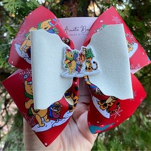 Christmas Winnie the Pooh and Friends Inspired Hair Bow